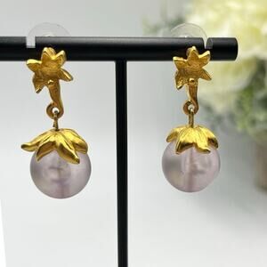 Karl Lagerfeld Vintage Dangle Drop Acrylic Ball Pink Lavender Bow Earrings